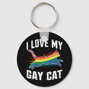 Ich liebe meine schwule Katze lustiger Regenbogen Schlüsselanhänger