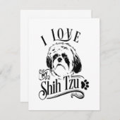 Ich Liebe meine Shih Tzu I Süße Tier Pet Paw Dog L Einladung (Vorne/Hinten)