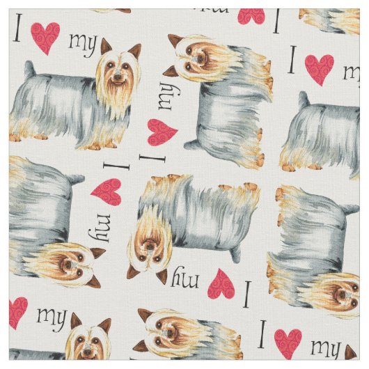 Ich Liebe meine Silky Terrier Stoff (Nahaufnahme)