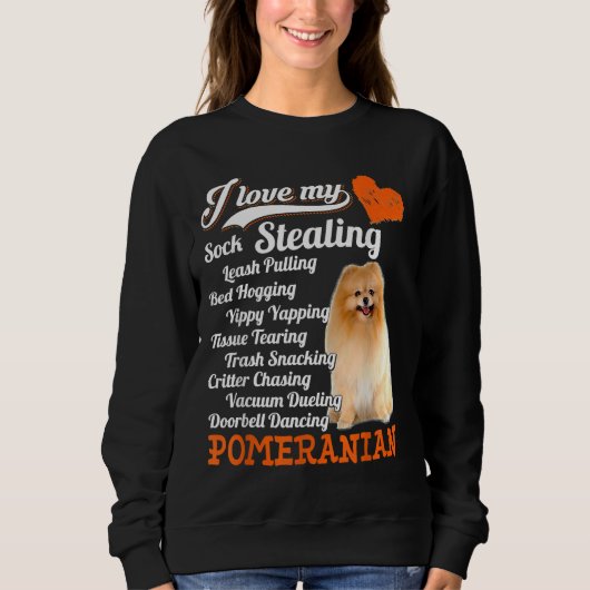 Ich Liebe meine Socken stehlen Leine Pullman Spitz Sweatshirt (Vorderseite)