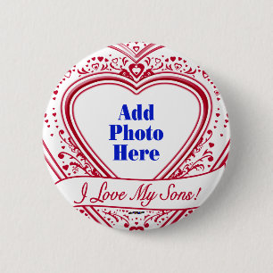 Ich Liebe meine Söhne! Foto Red Hearts Button