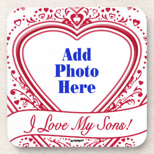Ich Liebe meine Söhne! Foto Red Hearts Getränkeuntersetzer