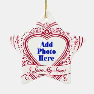 Ich Liebe meine Söhne! Foto Red Hearts Keramikornament
