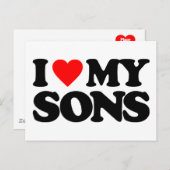Ich LIEBE MEINE SONS Postkarte (Vorne/Hinten)