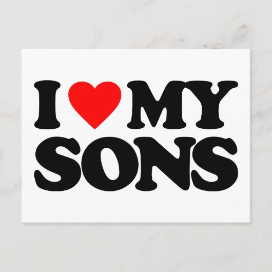 Ich LIEBE MEINE SONS Postkarte (Vorderseite)