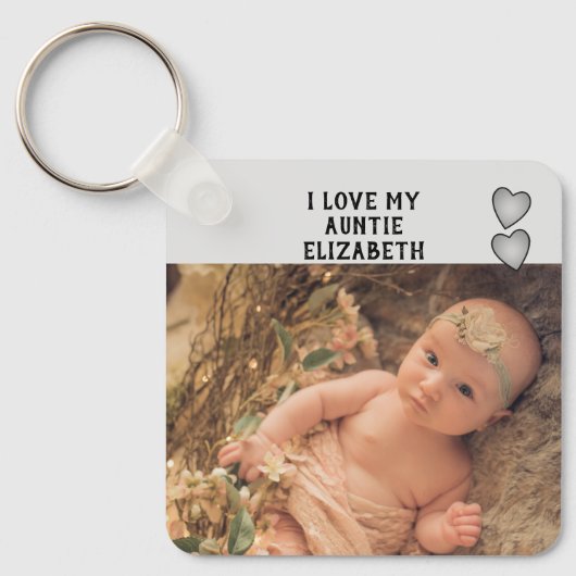 Ich Liebe meine Tante Fotos grau doppelseitig Schlüsselanhänger (Vorderseite)