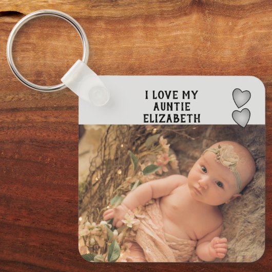 Ich Liebe meine Tante Fotos grau doppelseitig Schlüsselanhänger (Vorderseite)