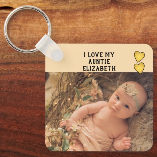 Ich Liebe meine Tante Namen Fotos gelb doppelseiti Schlüsselanhänger (Vorderseite)