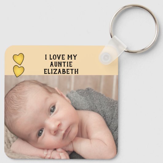 Ich Liebe meine Tante Namen Fotos gelb doppelseiti Schlüsselanhänger (Rückseite)