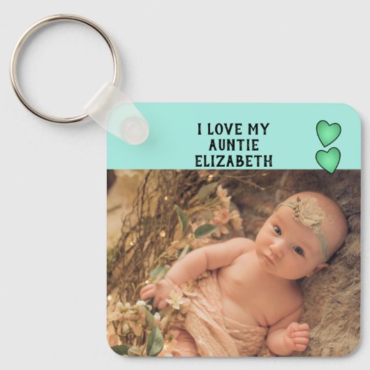 Ich Liebe meine Tante Namen Fotos grün doppelseiti Schlüsselanhänger (Vorderseite)