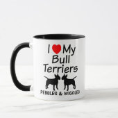 Ich Liebe meine Tasse von zwei Bull Terrier Hunden (Links)