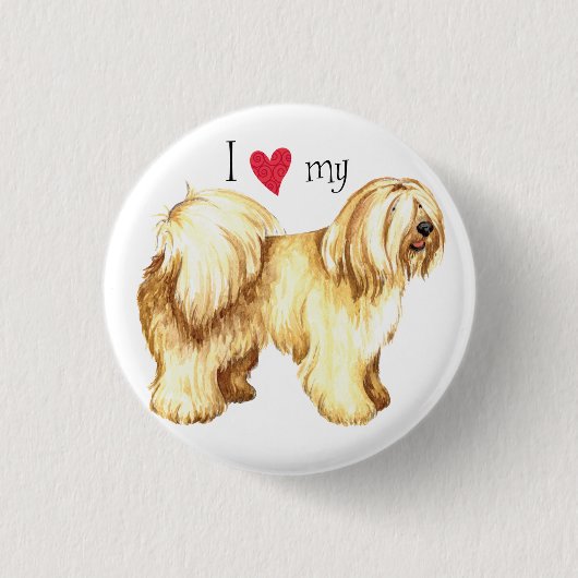 Ich Liebe meine tibetische Terrier Button (Vorderseite)
