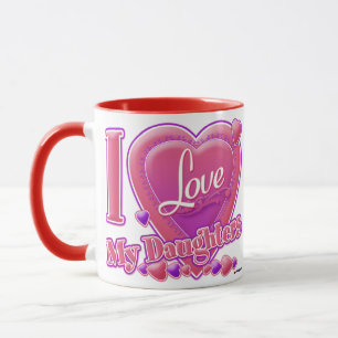 Ich Liebe meine Töchter rosa/lila - Herz Tasse