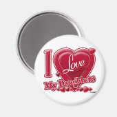 Ich Liebe meine Töchter rot - Herz Magnet (Vorderseite/Rückseite)