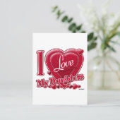 Ich Liebe meine Töchter rot - Herz Postkarte (Stehend Vorderseite)