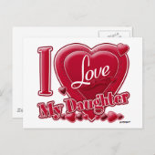 Ich Liebe meine Tochter rot - Herz Postkarte (Vorne/Hinten)