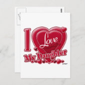 Ich Liebe meine Tochter rot - Herz Postkarte (Vorne/Hinten)