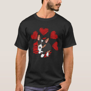 Ich Liebe meine Tricolor Corgi Dog Paw mit Herzklo T-Shirt