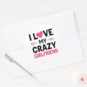 Ich Liebe meine verrückte Freundin Runder Aufkleber (Umschlag)