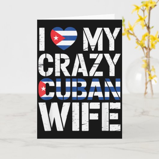 Ich liebe meine verrückte kubanische Frau Lustiger Karte (Gelbe Blume)