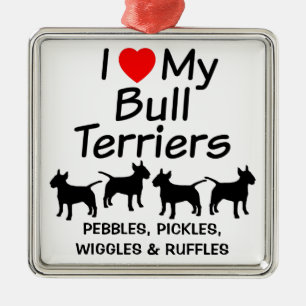 Ich Liebe meine vier Bull Terrier Hunde Ornament