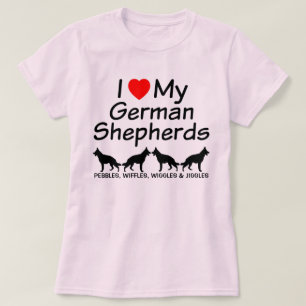 Ich Liebe meine vier deutschen Hirten. T-Shirt