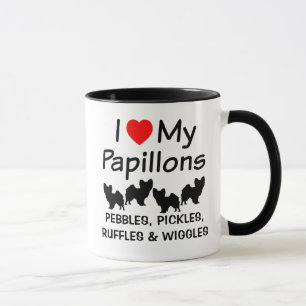 Ich Liebe meine Vier Papillon Hunde Tasse