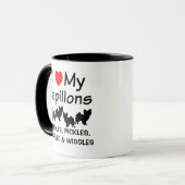 Ich Liebe meine Vier Papillon Hunde Tasse (Vorderseite Links)