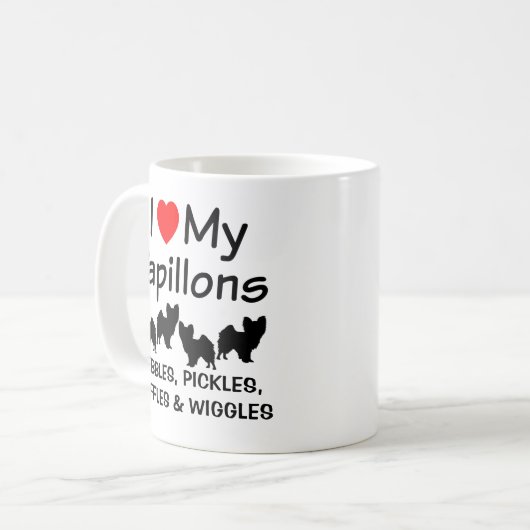Ich Liebe meine Vier Papillon Hunde Tasse (Vorderseite Links)