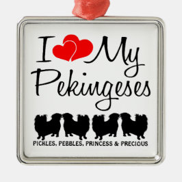 Ich Liebe meine vier Pekinger Hunde Ornament Aus Metall