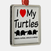 Ich Liebe meine vier Schildkröten Silbernes Ornament (Rechts)