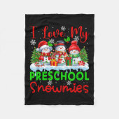 Ich Liebe meine Vorschule Snowmies Weihnachtslehre Fleecedecke (Vorderseite)