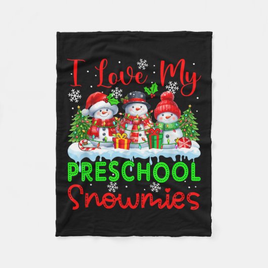 Ich Liebe meine Vorschule Snowmies Weihnachtslehre Fleecedecke (Vorderseite)