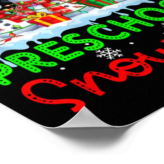 Ich Liebe meine Vorschule Snowmies Weihnachtslehre Poster (Ecke)