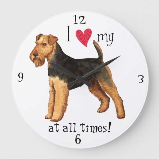Ich Liebe meine Welsh Terrier Große Wanduhr (Vorderseite)
