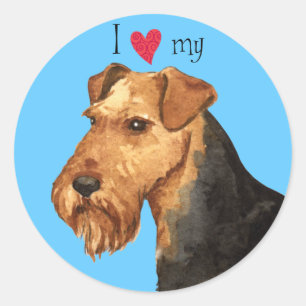 Ich Liebe meine Welsh Terrier Runder Aufkleber