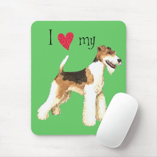 Ich Liebe meine Wire Fox Terrier Mousepad (Mit Mouse)