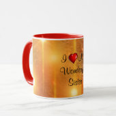 Ich liebe meine wundervolle Schwester Tasse (Vorderseite Links)