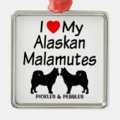 Ich Liebe meine zwei Alaskan Malamute Hunde Ornament Aus Metall (Vorne)