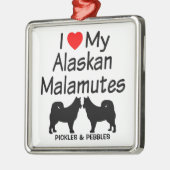 Ich Liebe meine zwei Alaskan Malamute Hunde Ornament Aus Metall (Links)