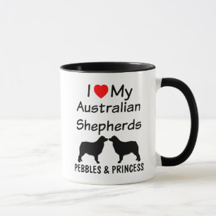 Ich Liebe meine ZWEI australische Schäfer-Kaffee-T Tasse