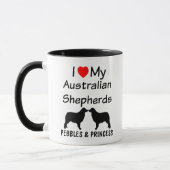 Ich Liebe meine ZWEI australische Schäfer-Kaffee-T Tasse (Links)