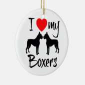 Ich Liebe meine zwei Boxerhunde Keramik Ornament (Rechts)