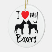 Ich Liebe meine zwei Boxerhunde Keramik Ornament (Links)