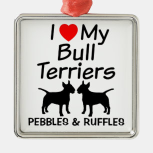 Ich Liebe meine zwei Bull Terrier Hunde Ornament