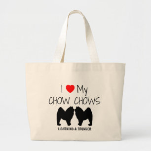 Ich Liebe meine zwei Chow Hunde Jumbo Stoffbeutel