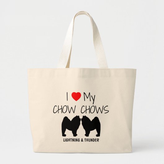 Ich Liebe meine zwei Chow Hunde Jumbo Stoffbeutel (Vorne)