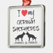 Ich Liebe meine zwei deutschen Schäferhunde Ornament Aus Metall (Links)