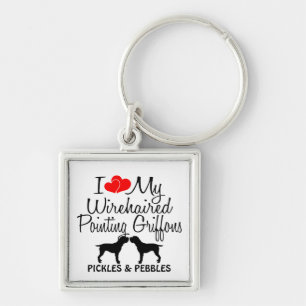 Ich Liebe meine zwei Drahthaare, die Griffons zeig Schlüsselanhänger