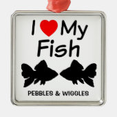 Ich Liebe meine zwei Fische Silhouette Ornament Aus Metall (Vorne)